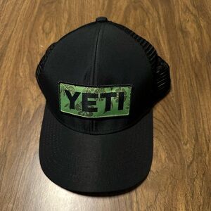Yeti Black Cap with Green Hawaiian Flower Patch